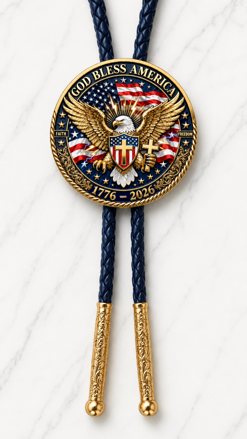 250 Years Of The Eagle And The Cross Bolo Tie (Side B)