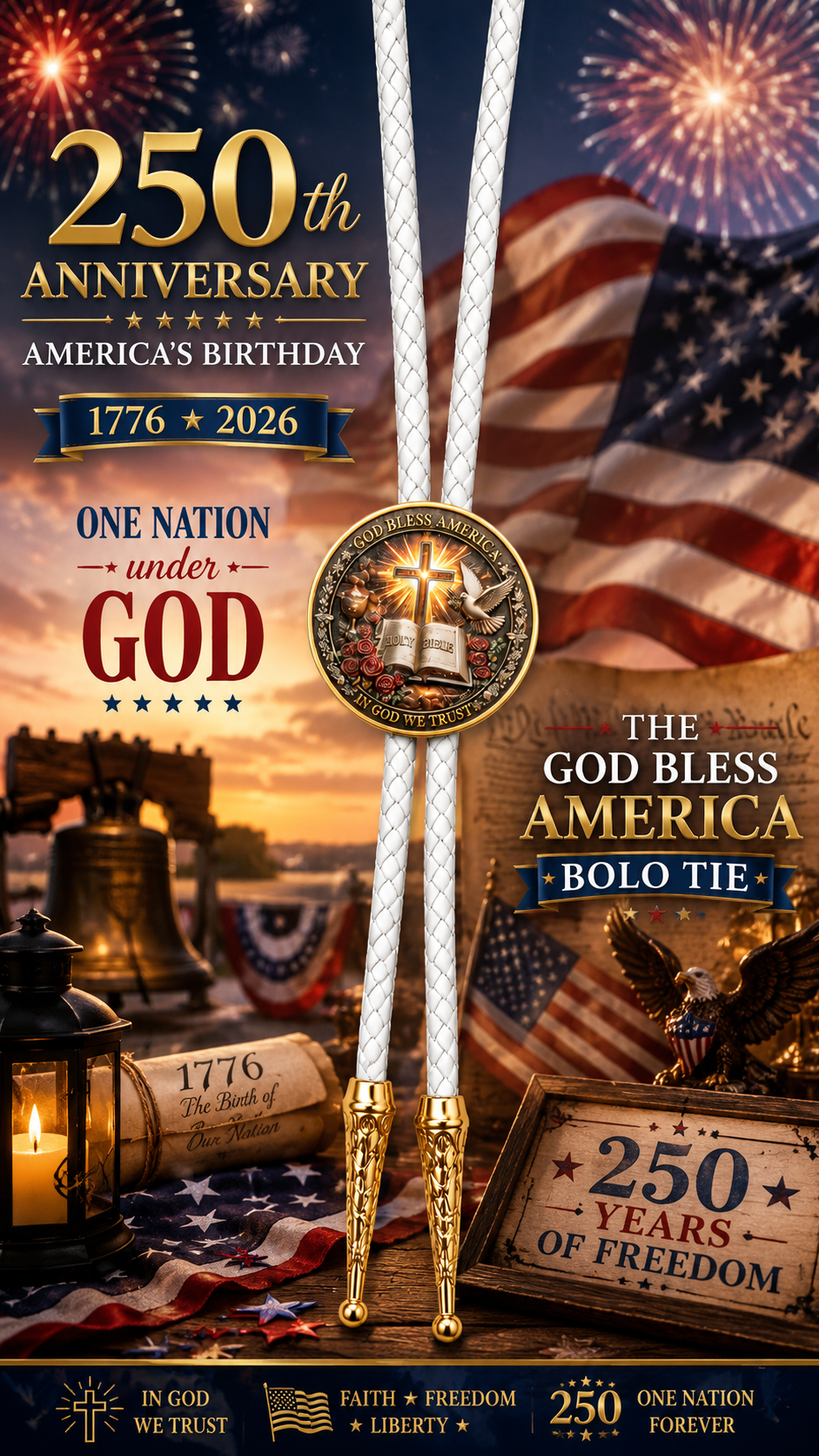 God Bless America Bolo Tie (Side B)