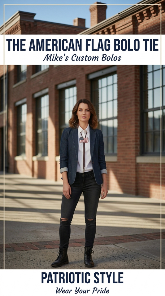 AMERICAN FLAG BOLO TIE ~ MIKE'S CUSTOM BOLOS