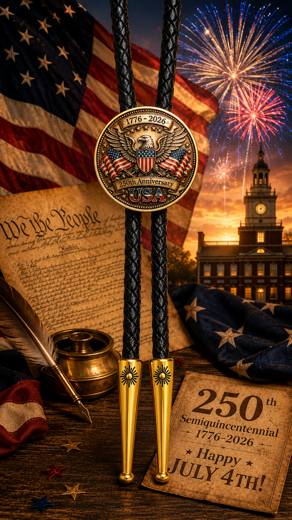 America's 250Th Birthday Bolo Tie (Side B)