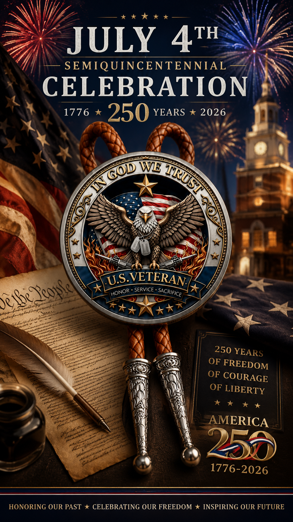 Honoring Our Veterans Bolo Tie (Side B)
