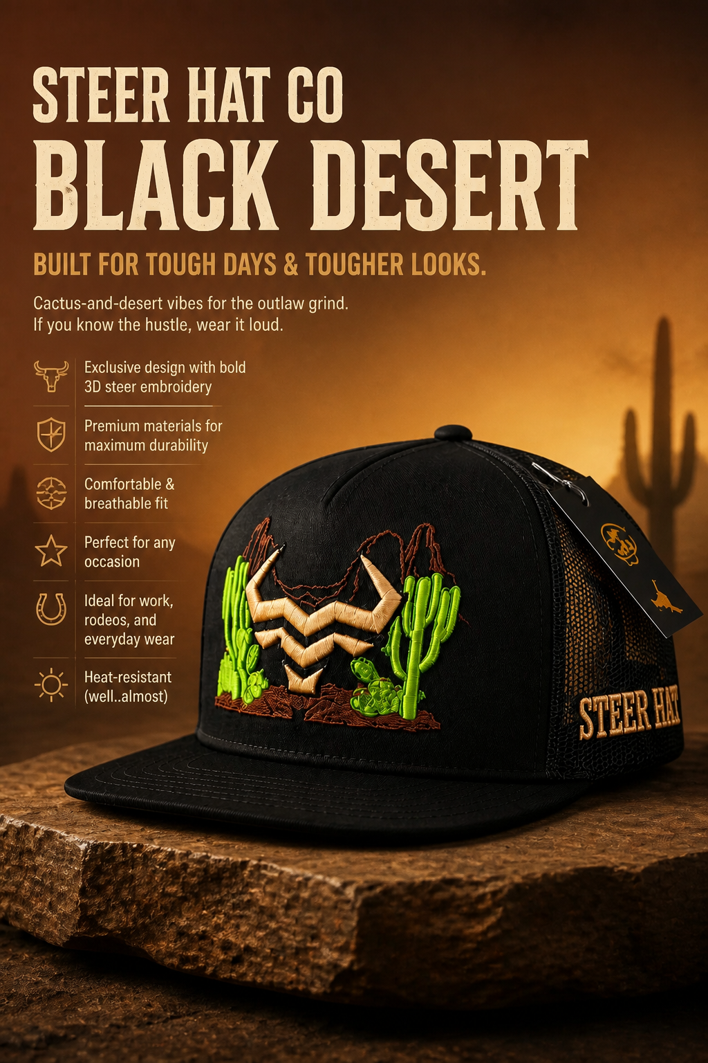 Black Desert Hat | A Steer Hat Co Original