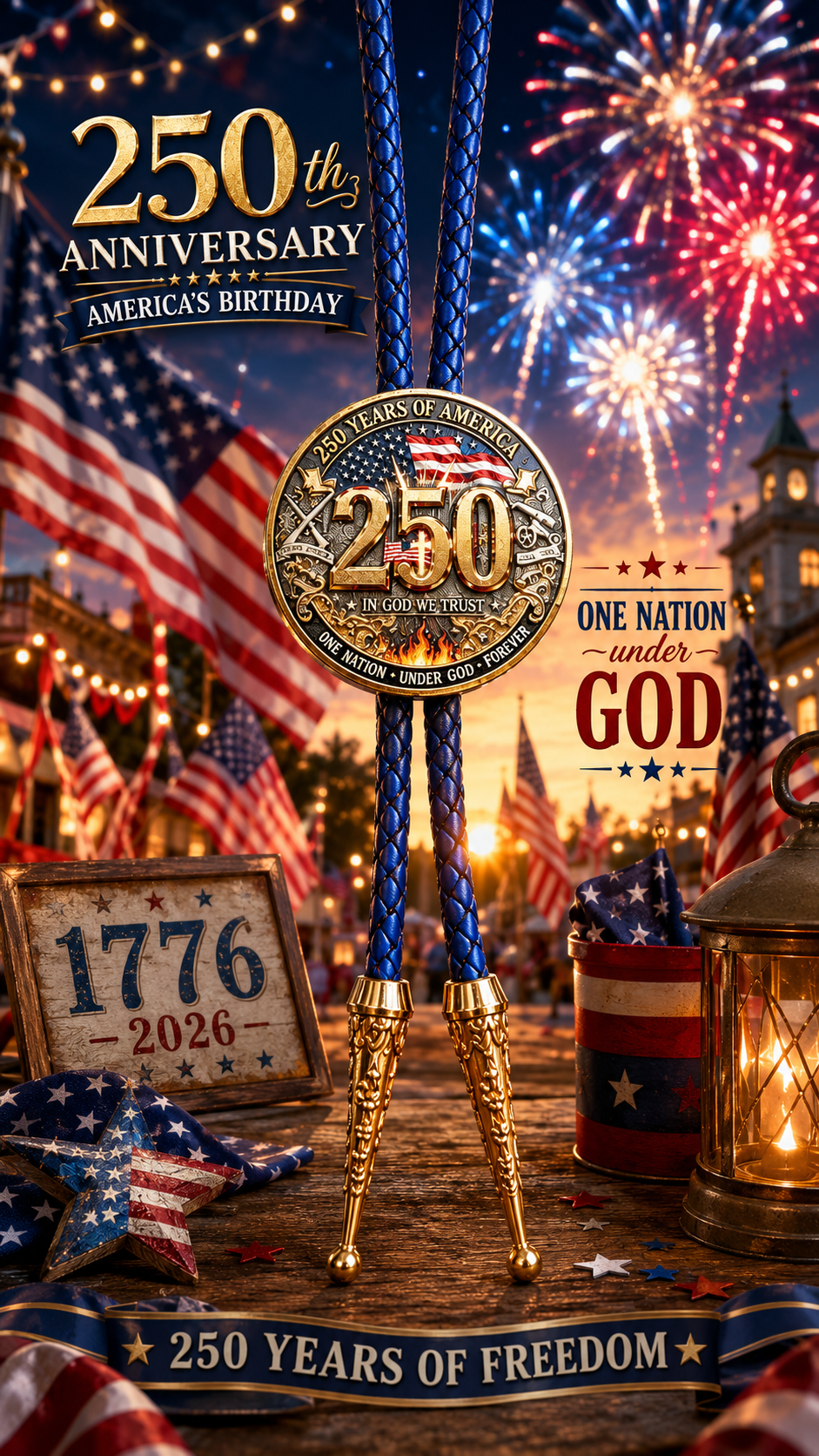 250 Years Of The Eagle And The Cross Bolo Tie (Side A)