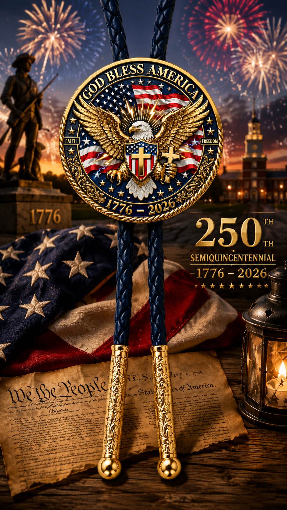 250 Years Of The Eagle And The Cross Bolo Tie (Side B)