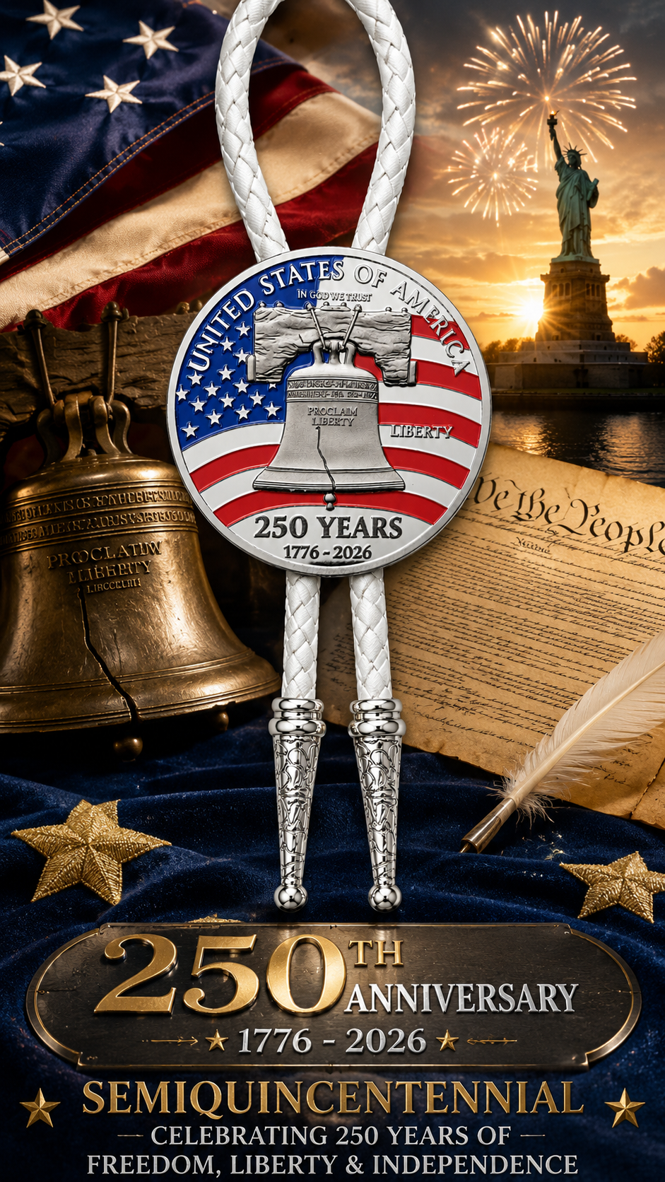 The Liberty Bell Bolo Tie (Side A)