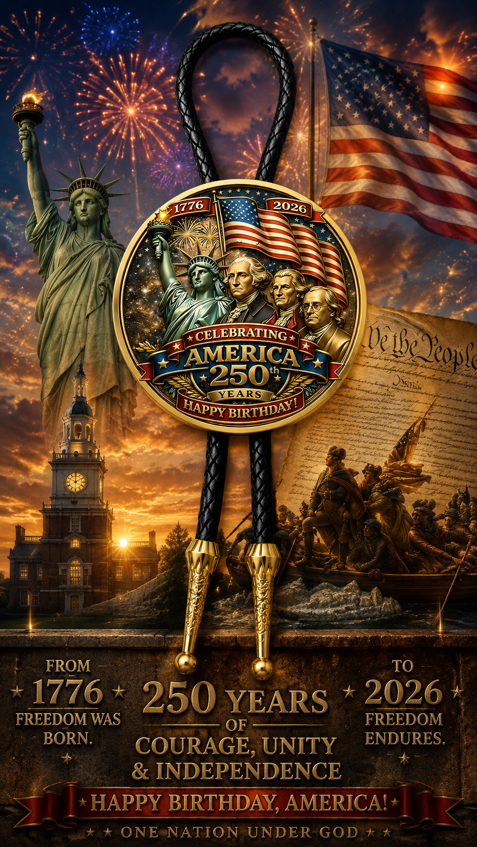 The Founding Fathers Bolo Tie (Side B)