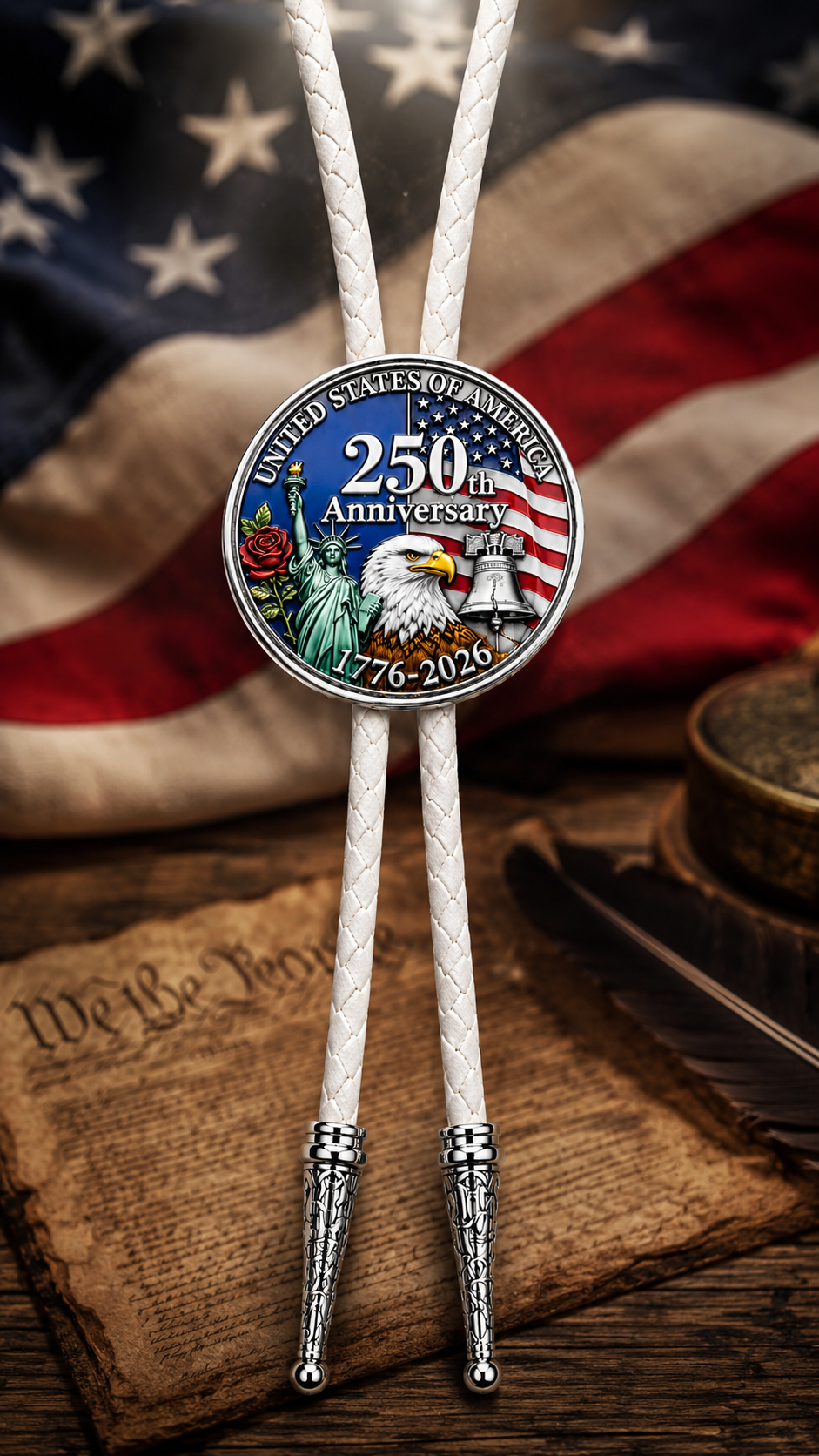 The Red, White and Blue Eagle Bolo Tie (Side B)