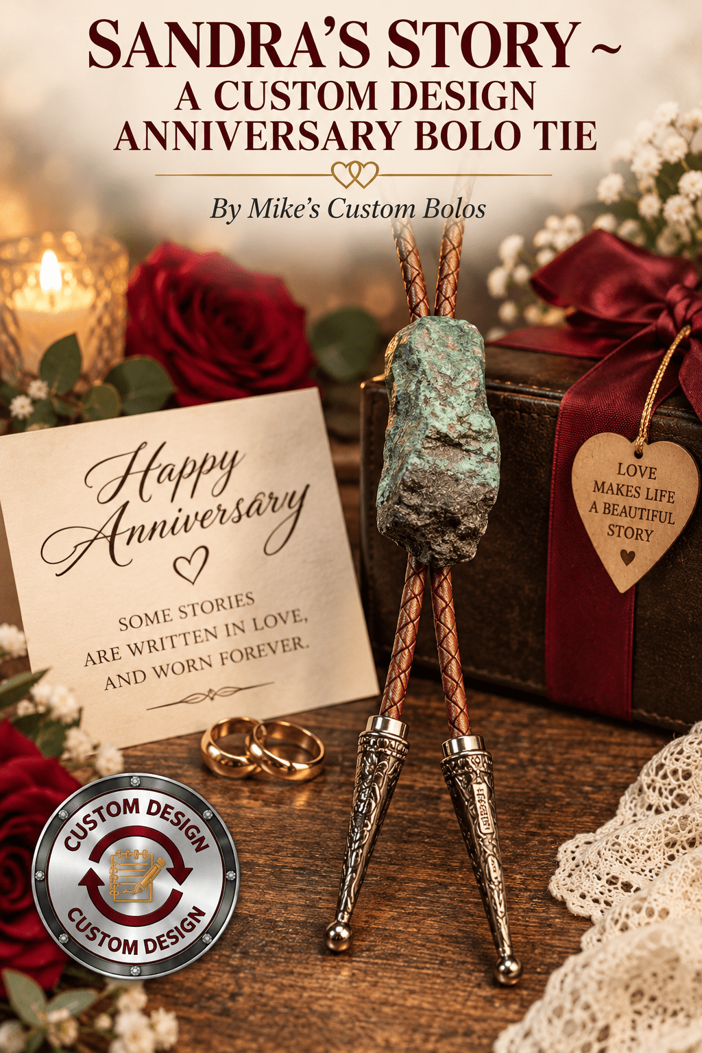 Sandra's Story ~ A Custom Design Anniversary Bolo Tie - MIKE'S CUSTOM BOLOS