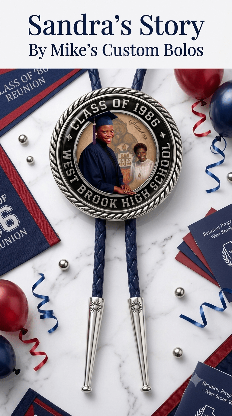 Sandra's Story ~ Custom 1986 Class Reunion Ring Bolo Tie - MIKE'S CUSTOM BOLOS