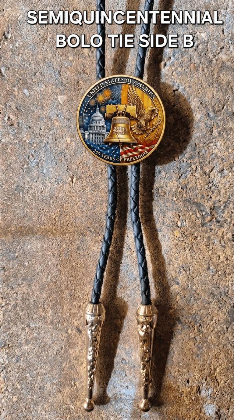 SEMIQUINCENTENNIAL BOLO TIE (SIDE B) ~ Limited Edition U.S. Semiquincentennial Commemorative Bolo Tie - MIKE'S CUSTOM BOLOS
