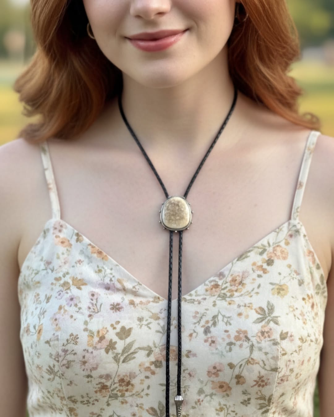 SMALL CRACKLE QUARTZ BOLO TIE - MIKE'S CUSTOM BOLOS