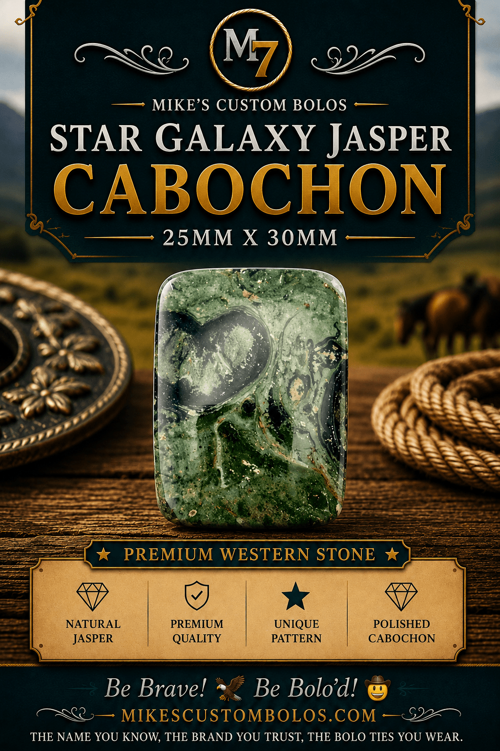 Star Galaxy Jasper Rectangular Cabochon | Premium Handcrafted Western Style - MIKE'S CUSTOM BOLOS