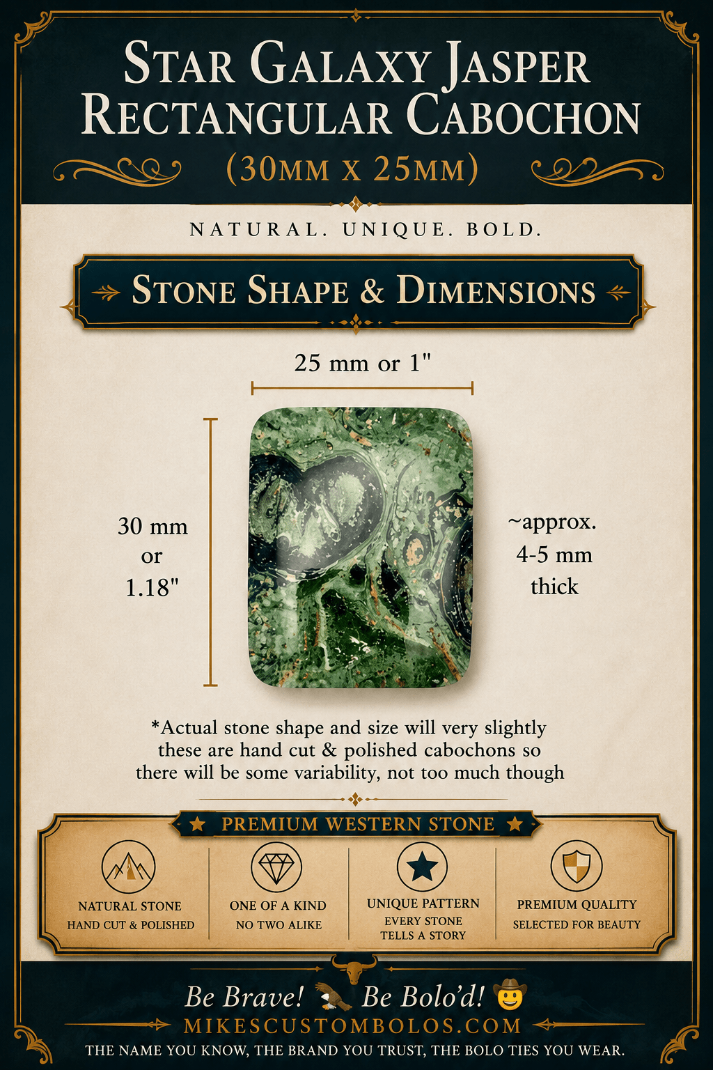 Star Galaxy Jasper Rectangular Cabochon | Premium Handcrafted Western Style - MIKE'S CUSTOM BOLOS