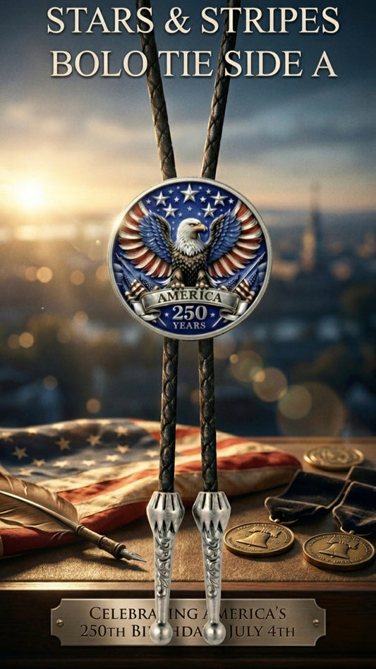 STARS AND STRIPES BOLO TIE (SIDE A) ~ LIMITED EDITION - MIKE'S CUSTOM BOLOS