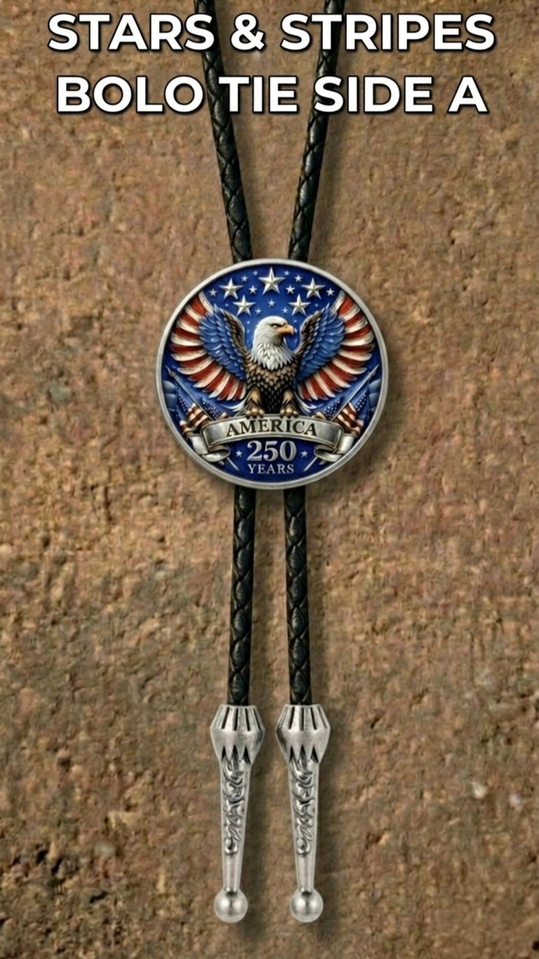 STARS AND STRIPES BOLO TIE (SIDE A) ~ LIMITED EDITION - MIKE'S CUSTOM BOLOS