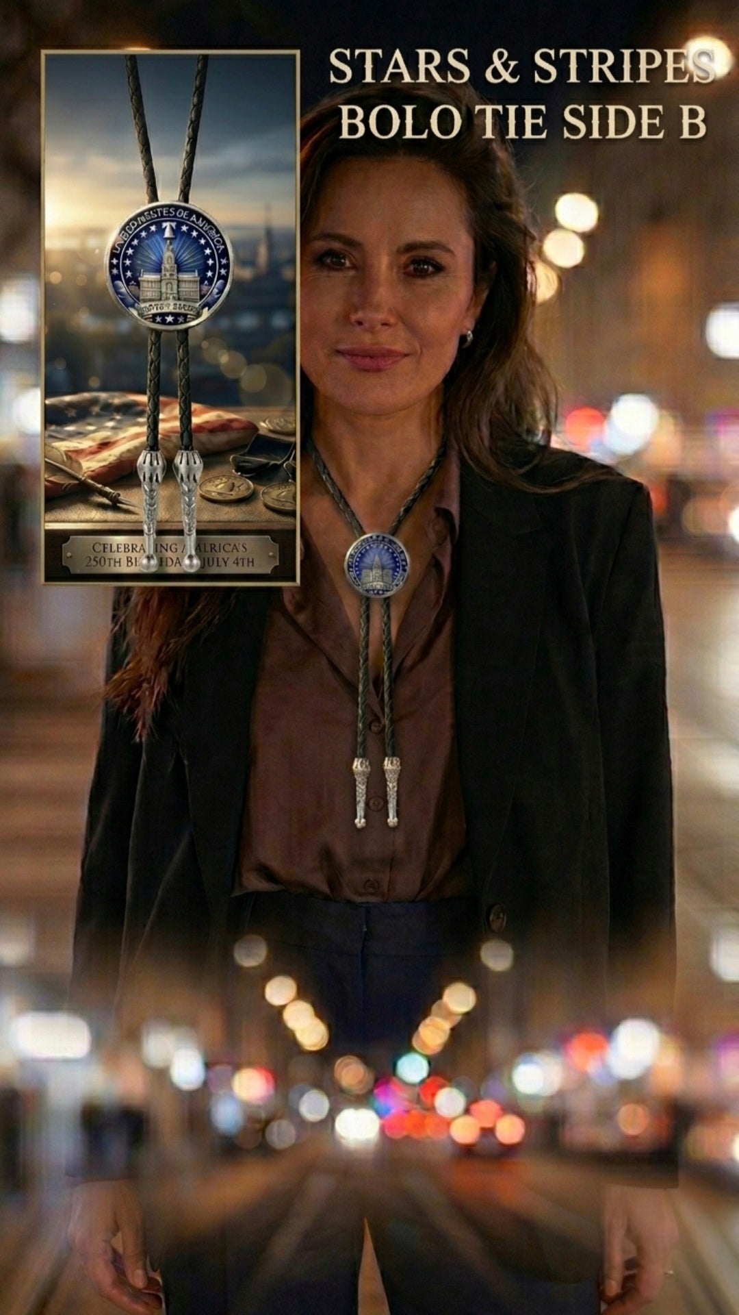 STARS AND STRIPES BOLO TIE (SIDE B) ~ LIMITED EDITION - MIKE'S CUSTOM BOLOS