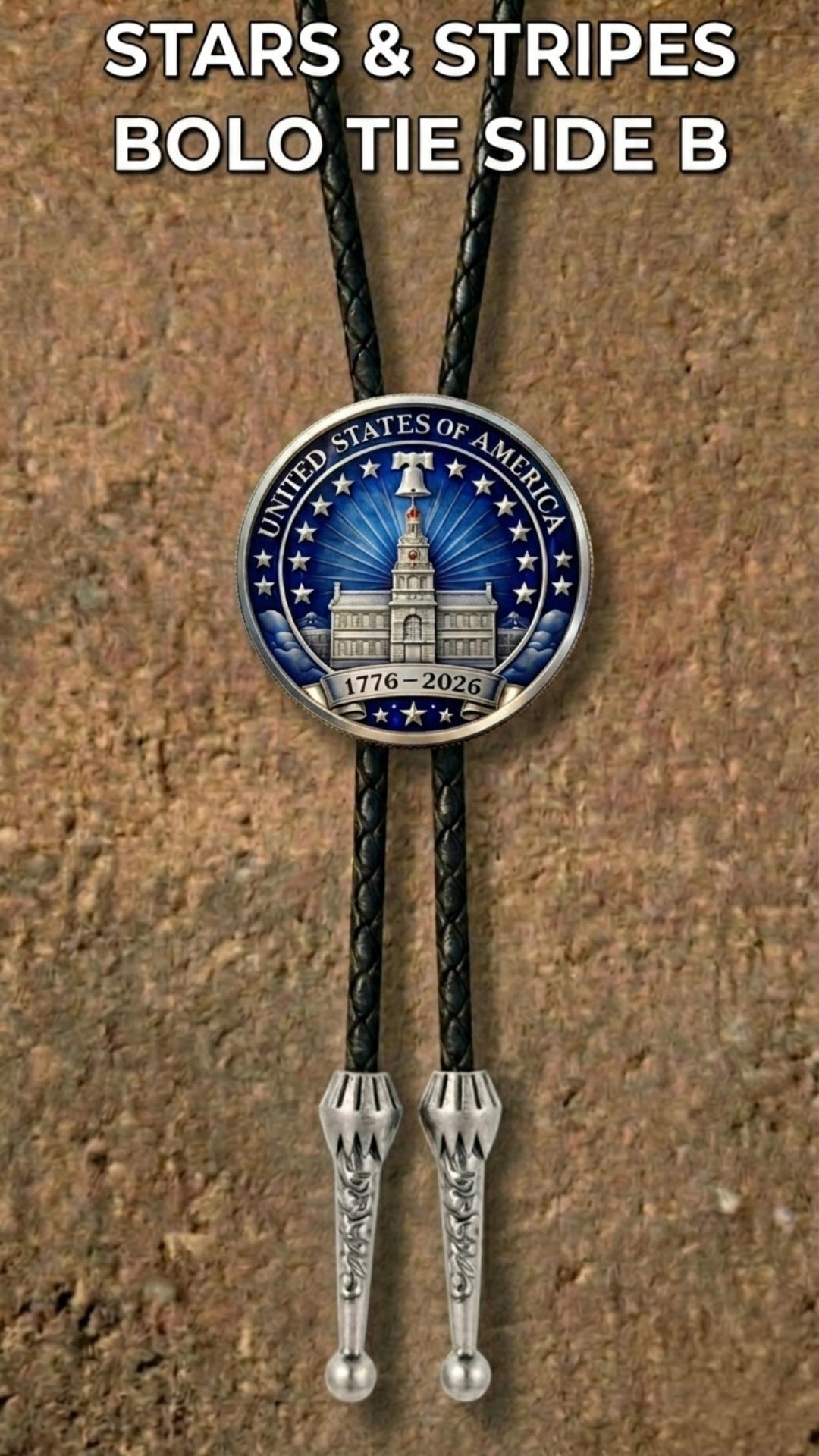 STARS AND STRIPES BOLO TIE (SIDE B) ~ LIMITED EDITION - MIKE'S CUSTOM BOLOS
