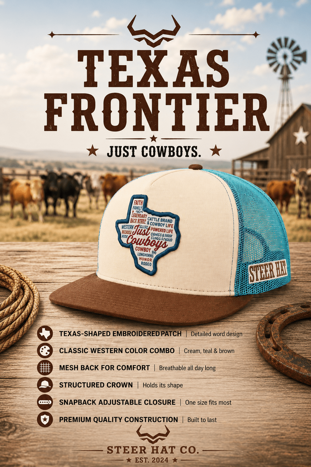 Texas Frontier By Steer Hat Co | Premium Western Hat - MIKE'S CUSTOM BOLOS