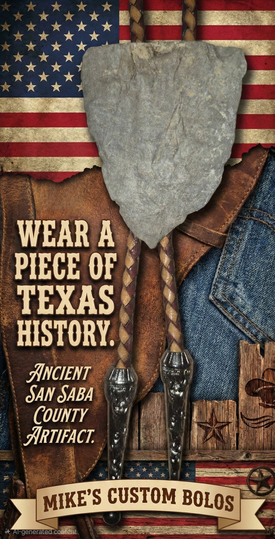 THE ANCIENT BROKEN SPEAR BOLO TIE - MIKE'S CUSTOM BOLOS