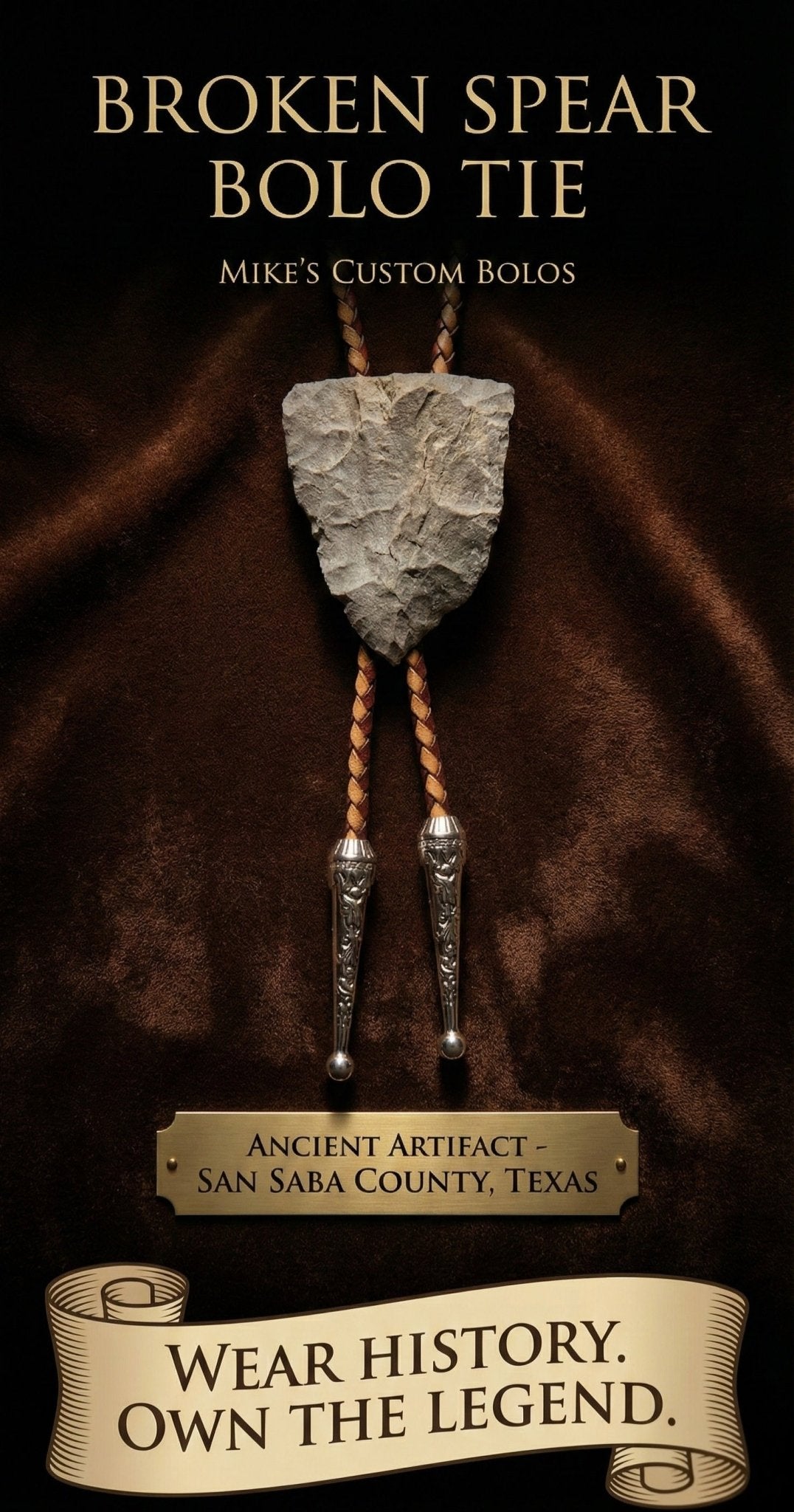 THE ANCIENT BROKEN SPEAR BOLO TIE - MIKE'S CUSTOM BOLOS