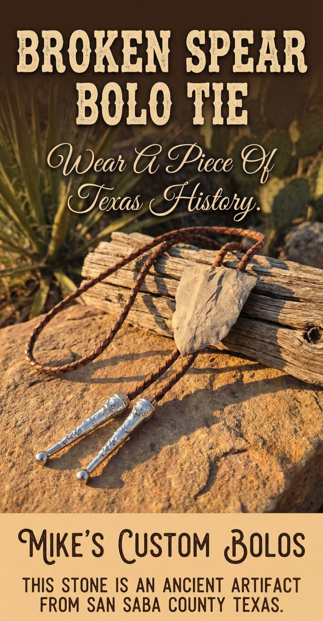 THE ANCIENT BROKEN SPEAR BOLO TIE - MIKE'S CUSTOM BOLOS