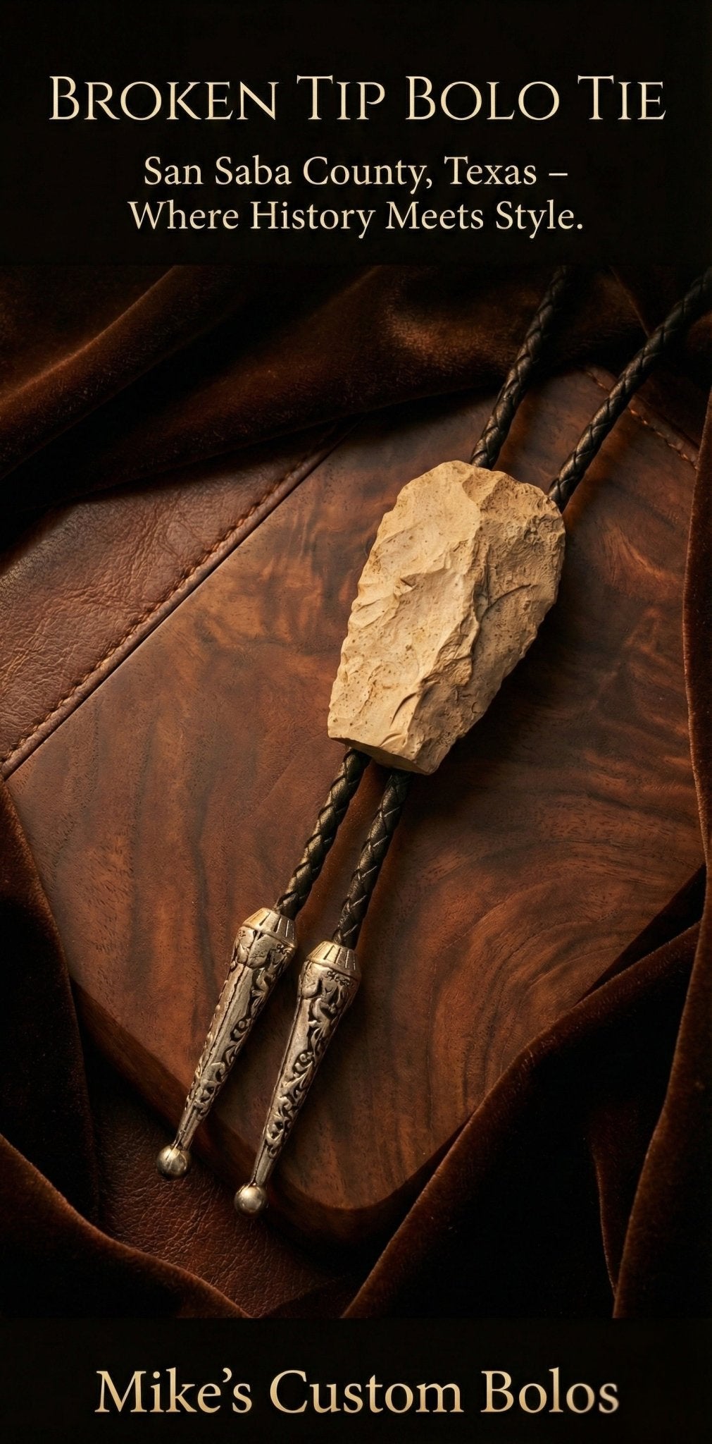 THE ANCIENT BROKEN TIP BOLO TIE - MIKE'S CUSTOM BOLOS
