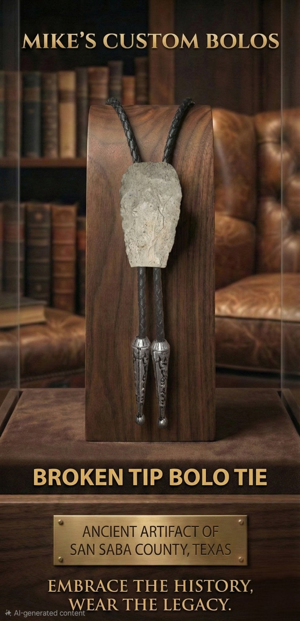 THE ANCIENT BROKEN TIP BOLO TIE - MIKE'S CUSTOM BOLOS