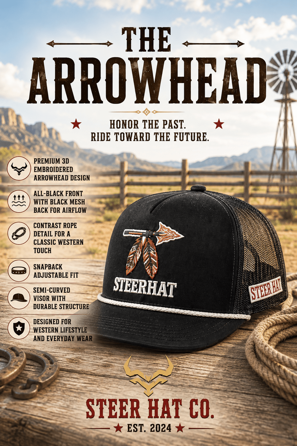 The Arrowhead By Steer Hat Co | Premium Western Hat - MIKE'S CUSTOM BOLOS