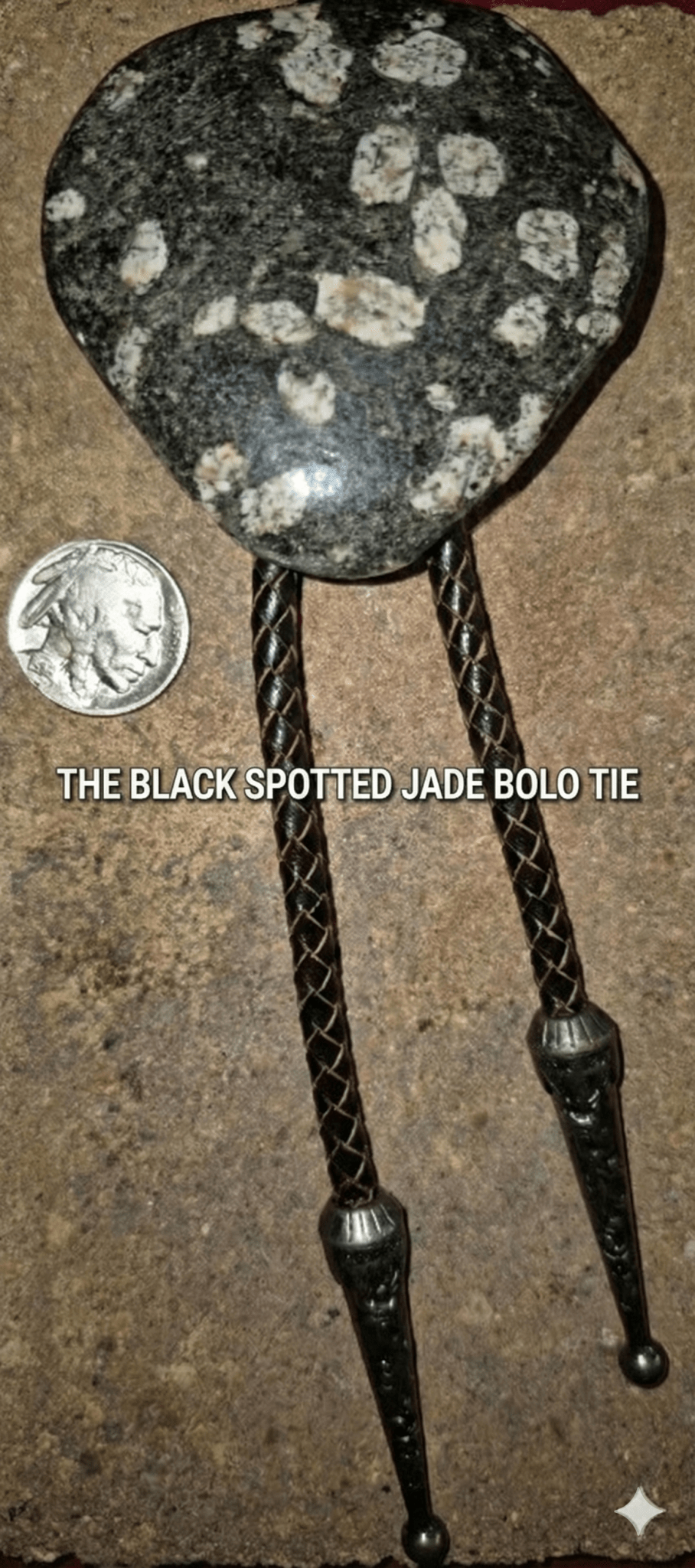 THE BLACK SPOTTED JADE BOLO TIE - MIKE'S CUSTOM BOLOS