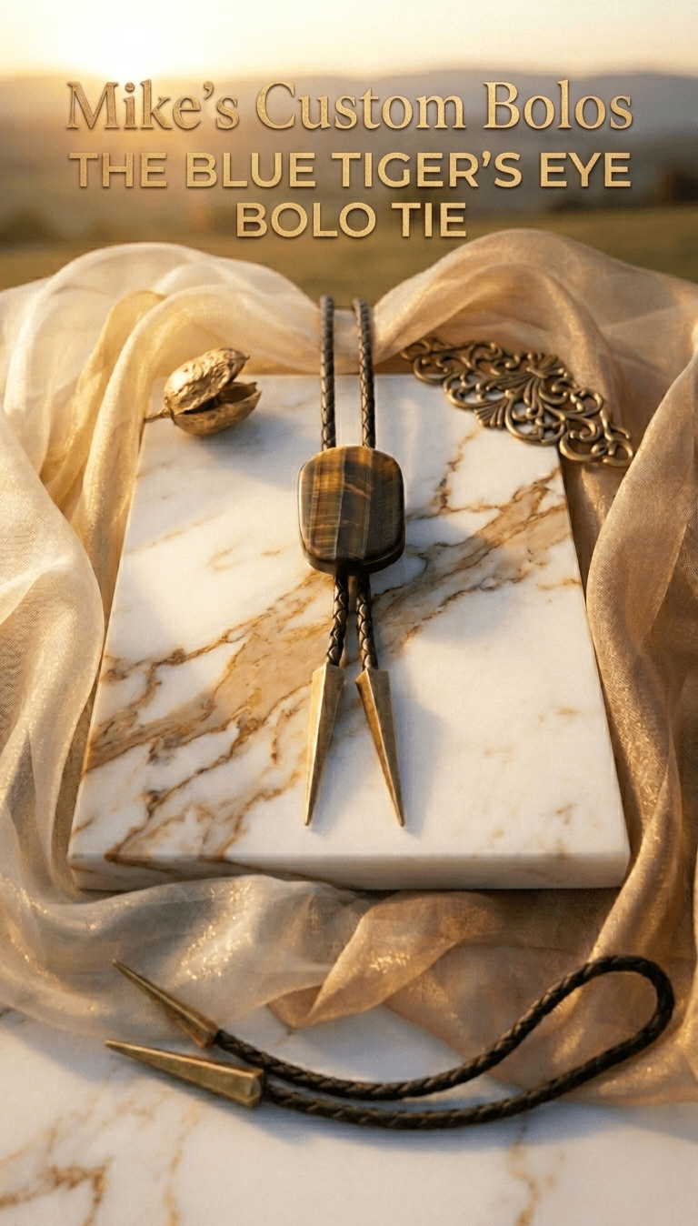 THE BLUE TIGER'S EYE BOLO TIE ~ ELEVATE YOUR STYLE - MIKE'S CUSTOM BOLOS