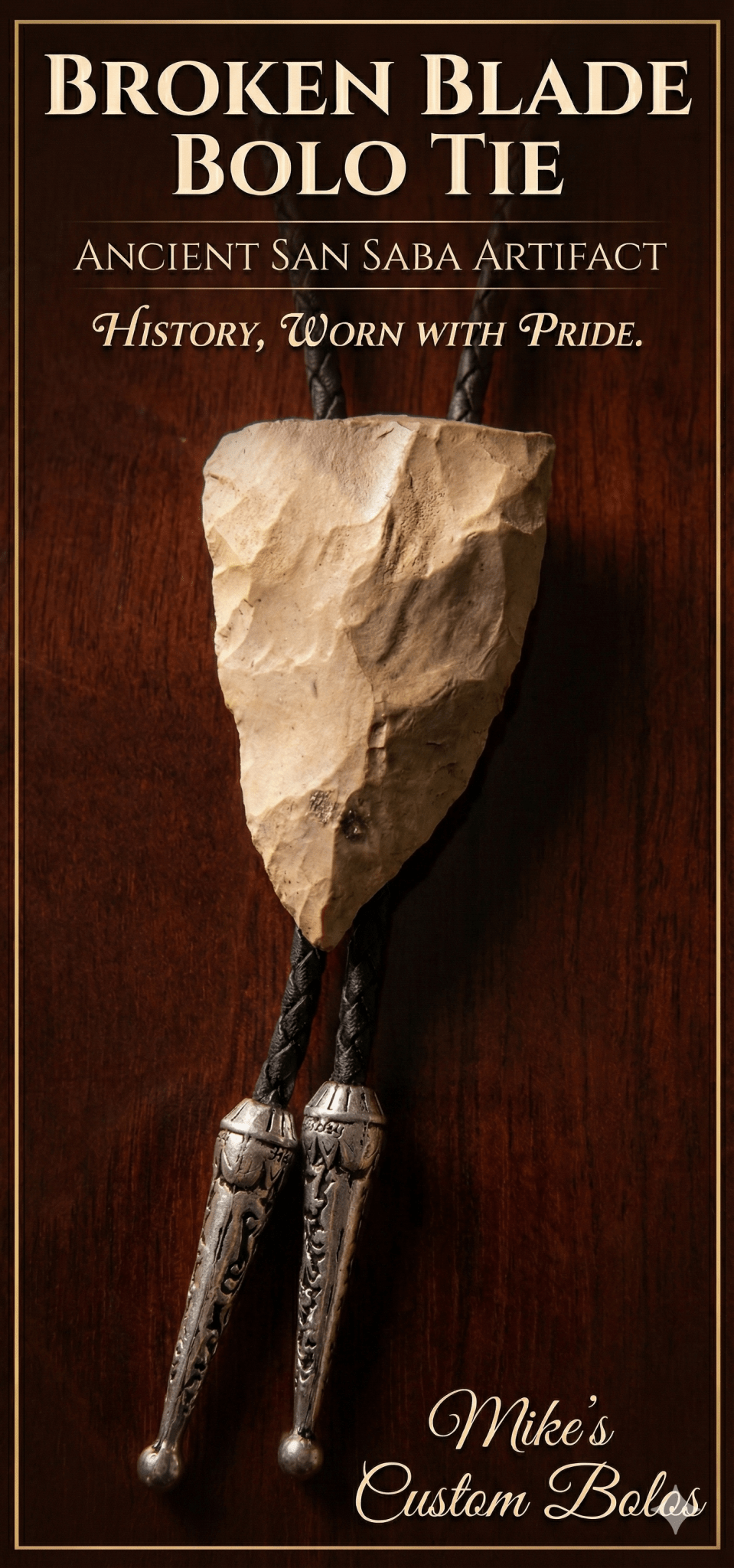 THE BROKEN BLADE BOLO TIE - A PIECE OF TEXAS HISTORY - MIKE'S CUSTOM BOLOS