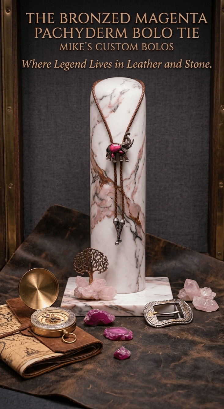 THE BRONZED MAGENTA PACHYDERM BOLO TIE - MIKE'S CUSTOM BOLOS