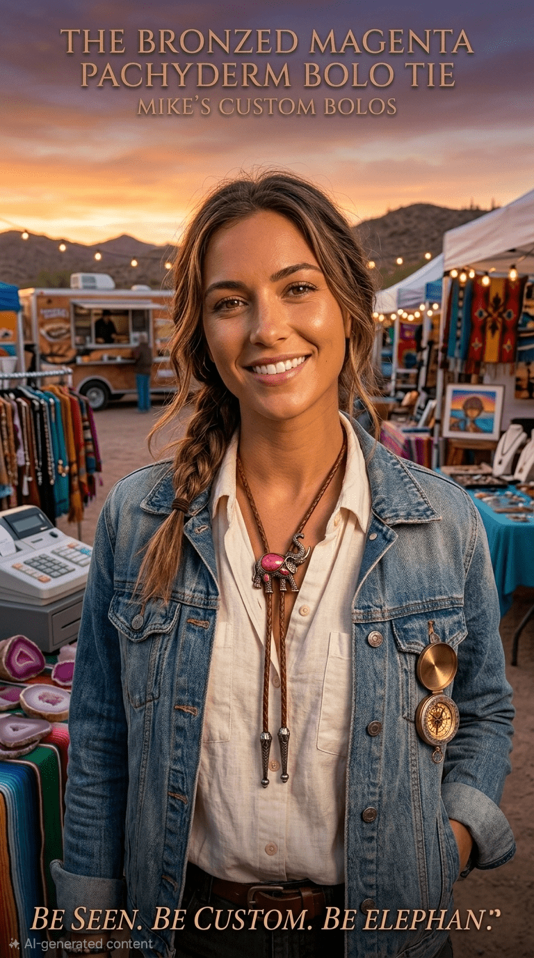 THE BRONZED MAGENTA PACHYDERM BOLO TIE - MIKE'S CUSTOM BOLOS