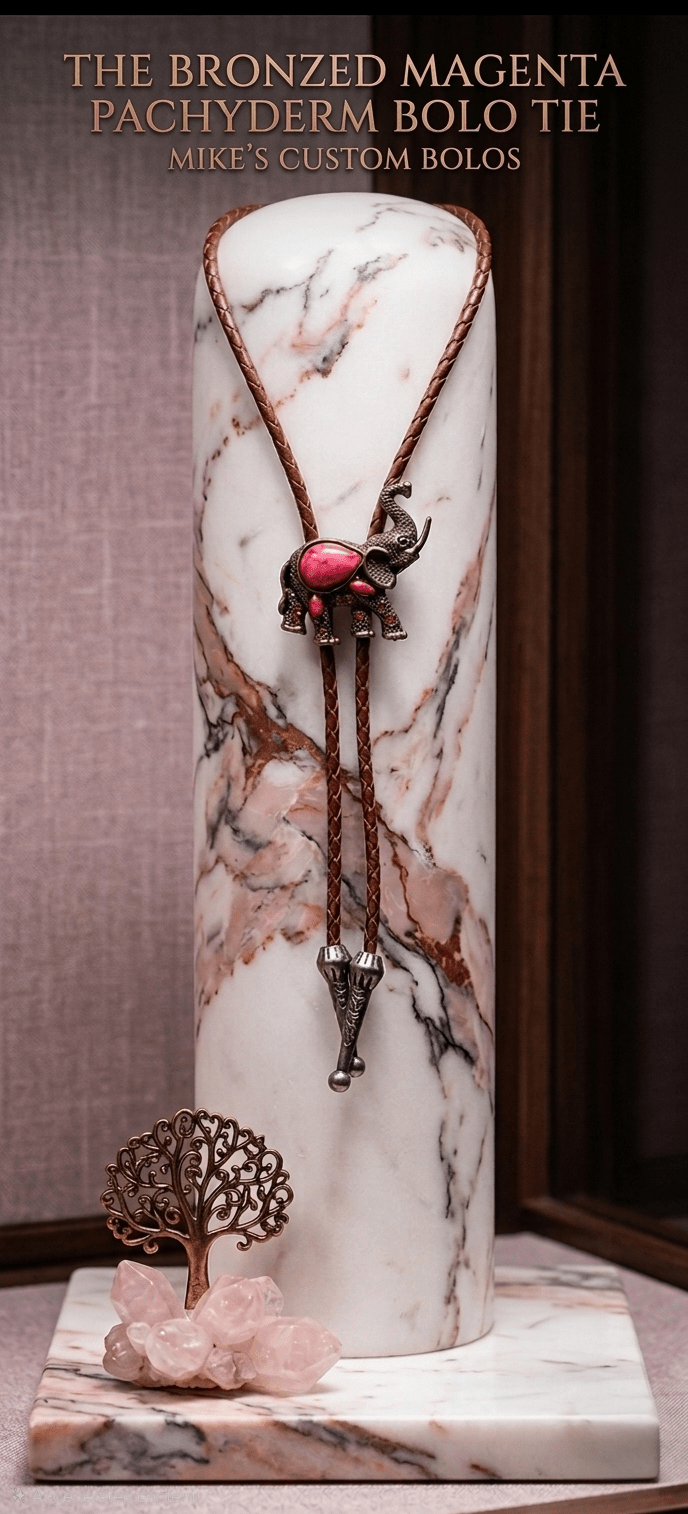 THE BRONZED MAGENTA PACHYDERM BOLO TIE - MIKE'S CUSTOM BOLOS