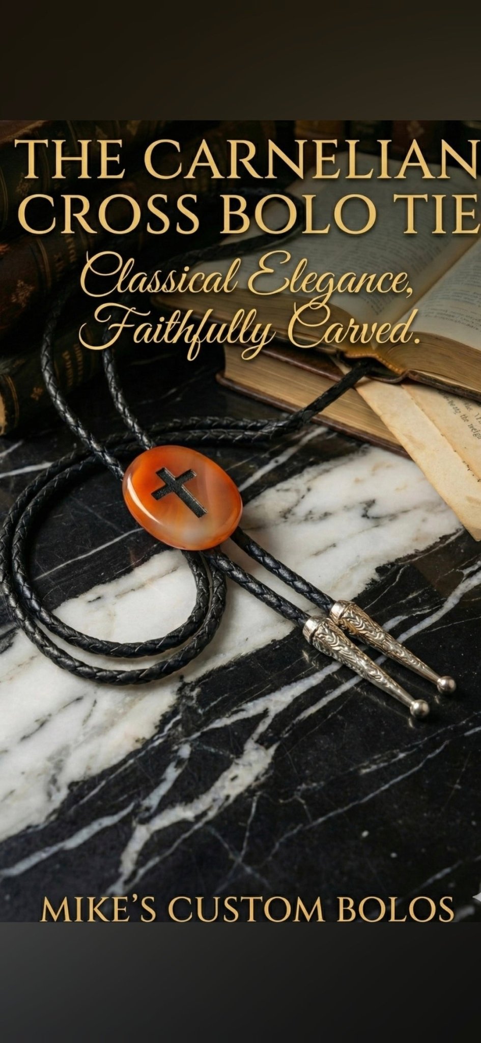 THE CARNELIAN CROSS BOLO TIE - MIKE'S CUSTOM BOLOS