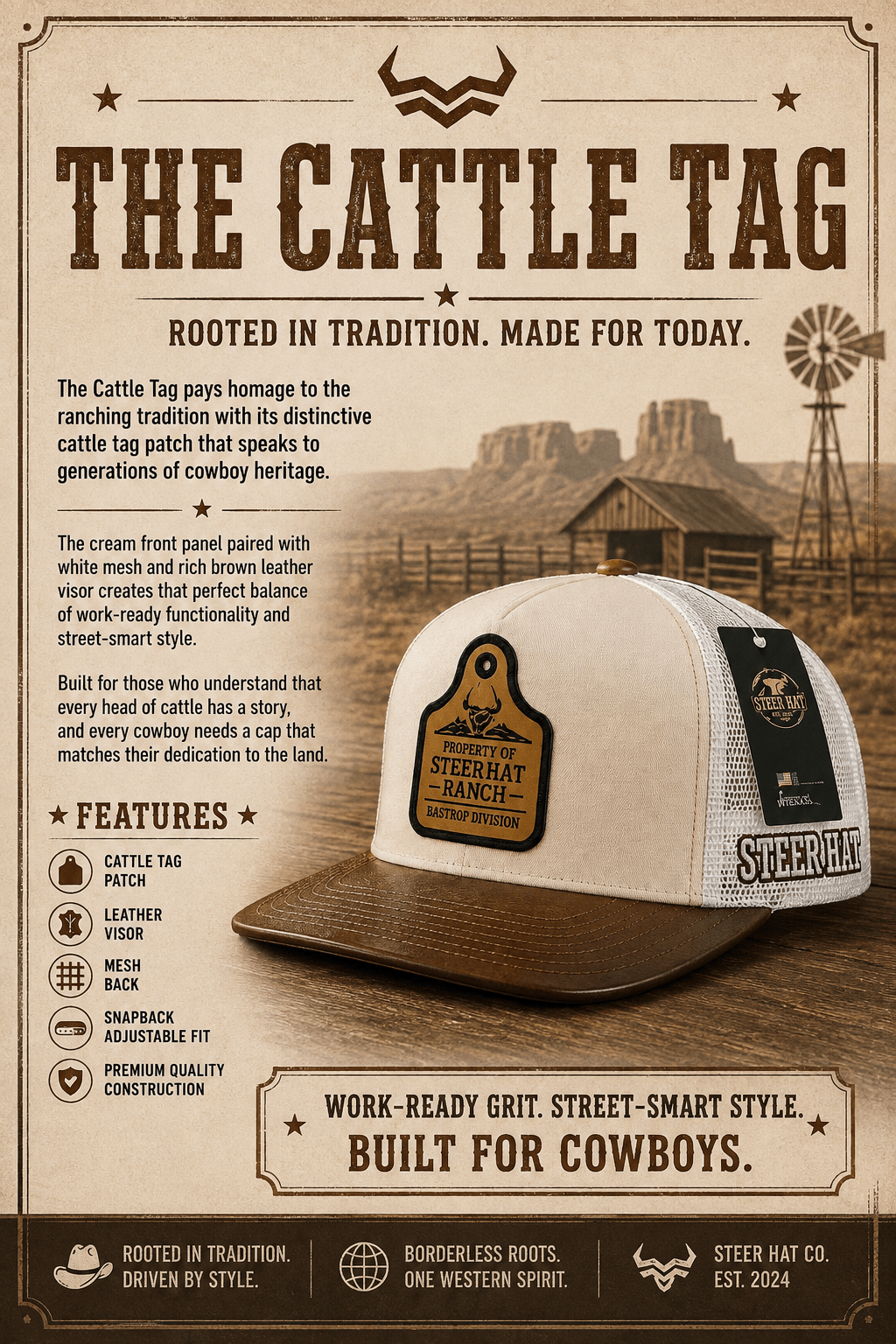 The Cattle Tag By Steer Hat Co | Premium Western Hat - MIKE'S CUSTOM BOLOS