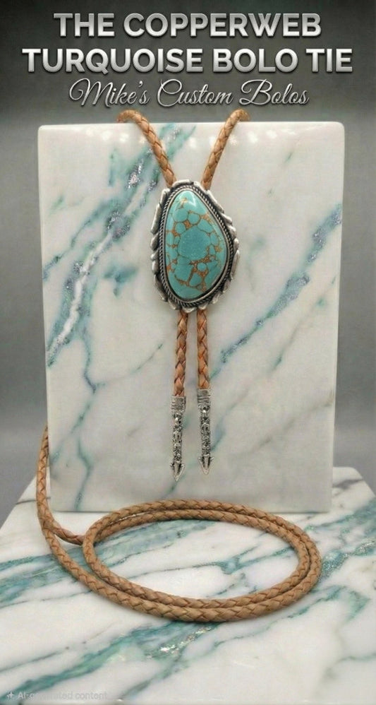 THE COPPERWEB TURQUOISE BOLO TIE - MIKE'S CUSTOM BOLOS