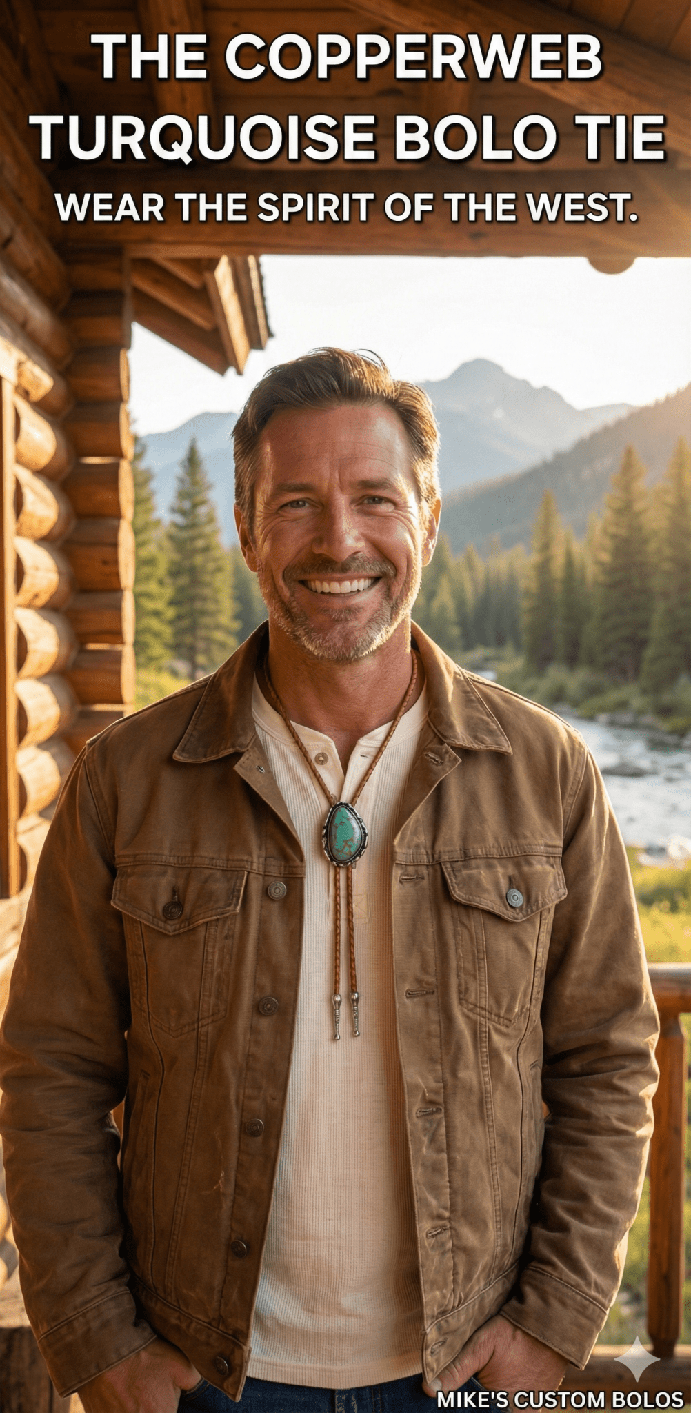 THE COPPERWEB TURQUOISE BOLO TIE - MIKE'S CUSTOM BOLOS