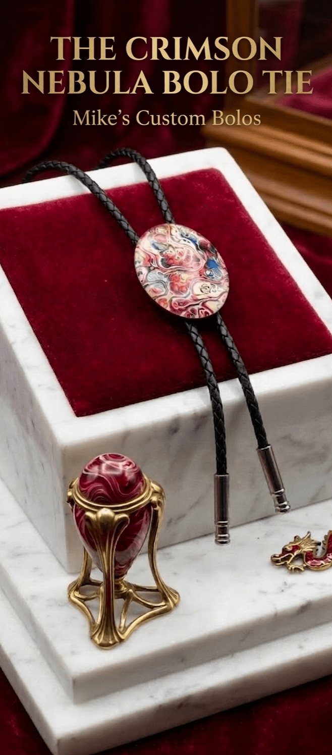 THE CRIMSON NEBULA BOLO TIE - MIKE'S CUSTOM BOLOS
