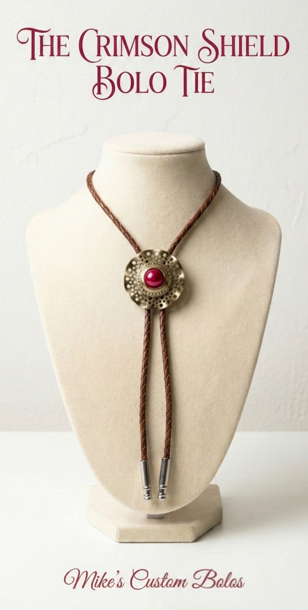 THE CRIMSON SHIELD BOLO TIE - MIKE'S CUSTOM BOLOS