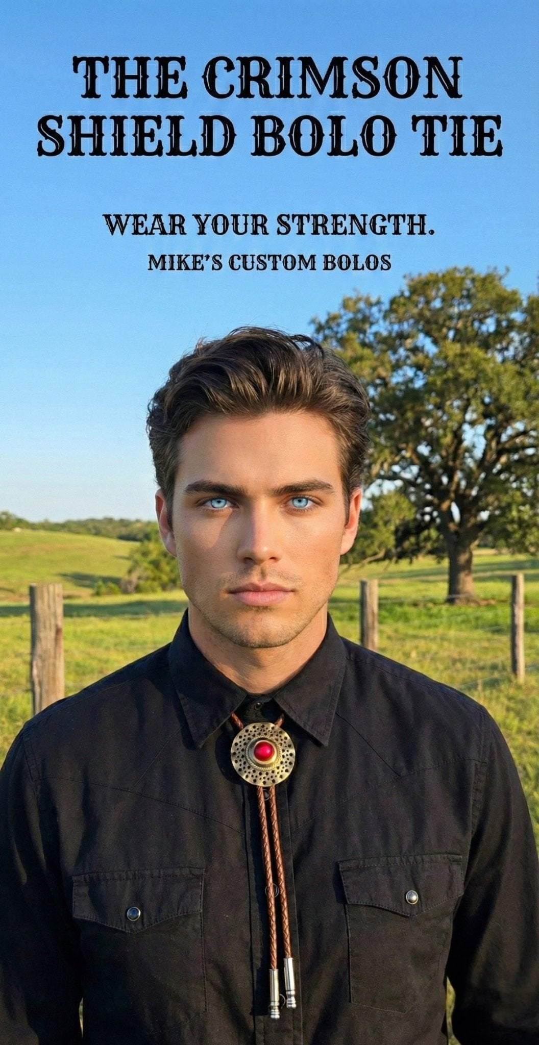 THE CRIMSON SHIELD BOLO TIE - MIKE'S CUSTOM BOLOS