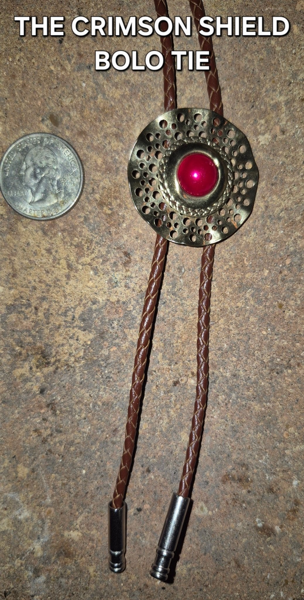 THE CRIMSON SHIELD BOLO TIE - MIKE'S CUSTOM BOLOS