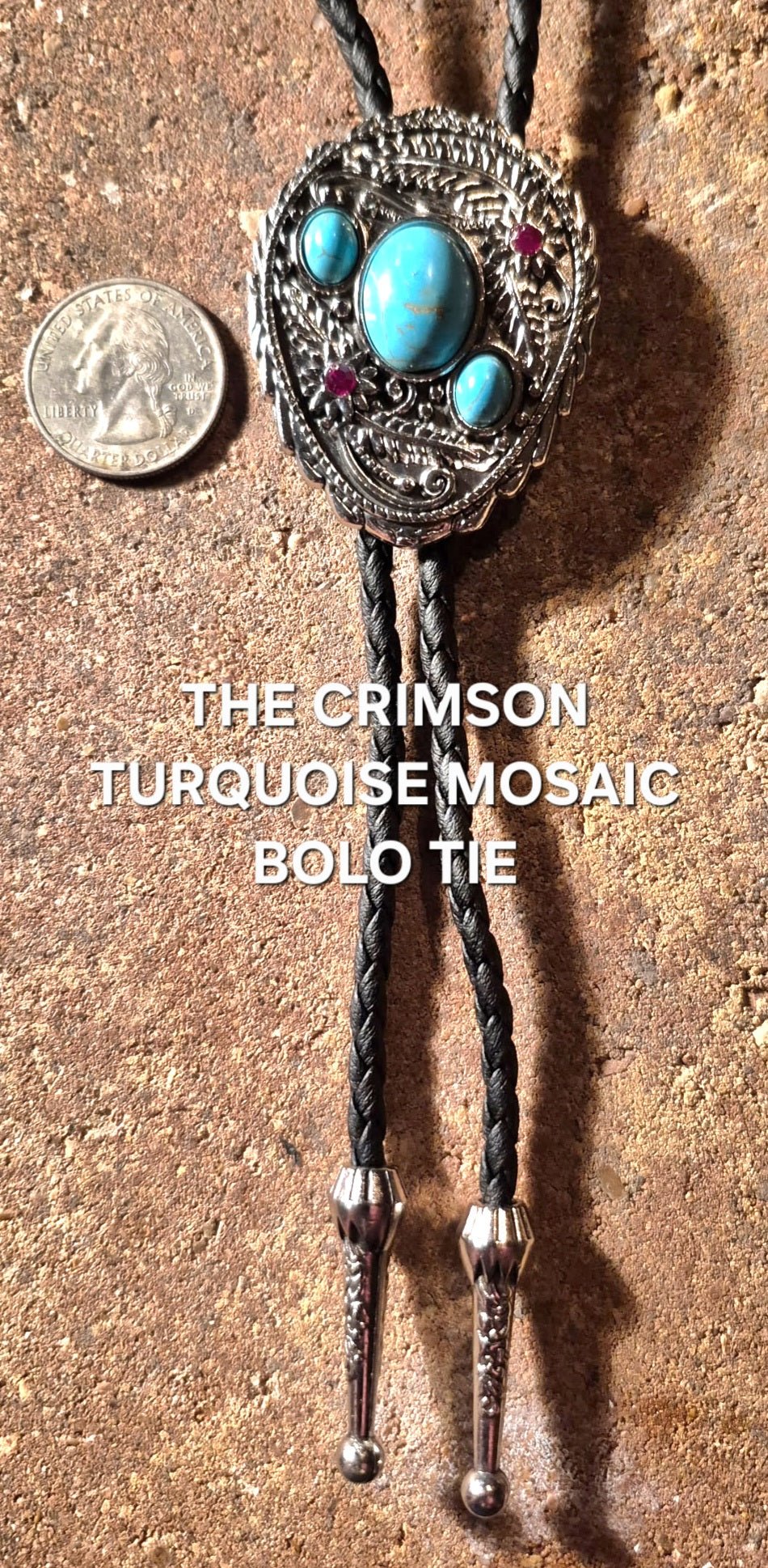 THE CRIMSON TURQUOISE MOSAIC BOLO TIE - MIKE'S CUSTOM BOLOS