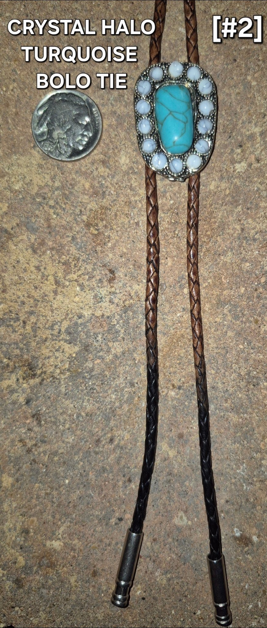 THE CRYSTAL HALO TURQUOISE BOLO TIE - MIKE'S CUSTOM BOLOS