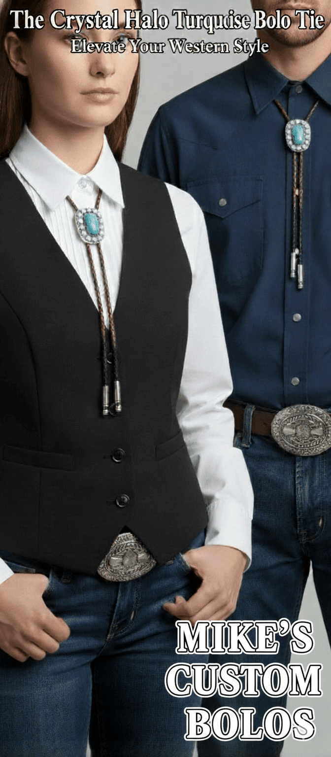 THE CRYSTAL HALO TURQUOISE BOLO TIE - MIKE'S CUSTOM BOLOS
