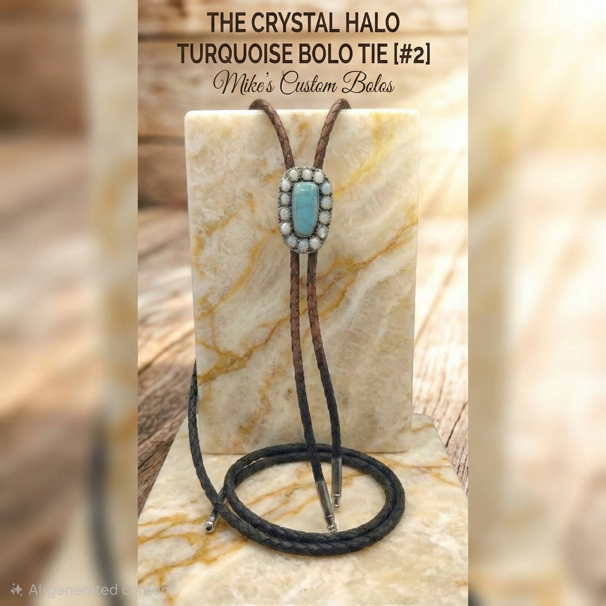 THE CRYSTAL HALO TURQUOISE BOLO TIE - MIKE'S CUSTOM BOLOS