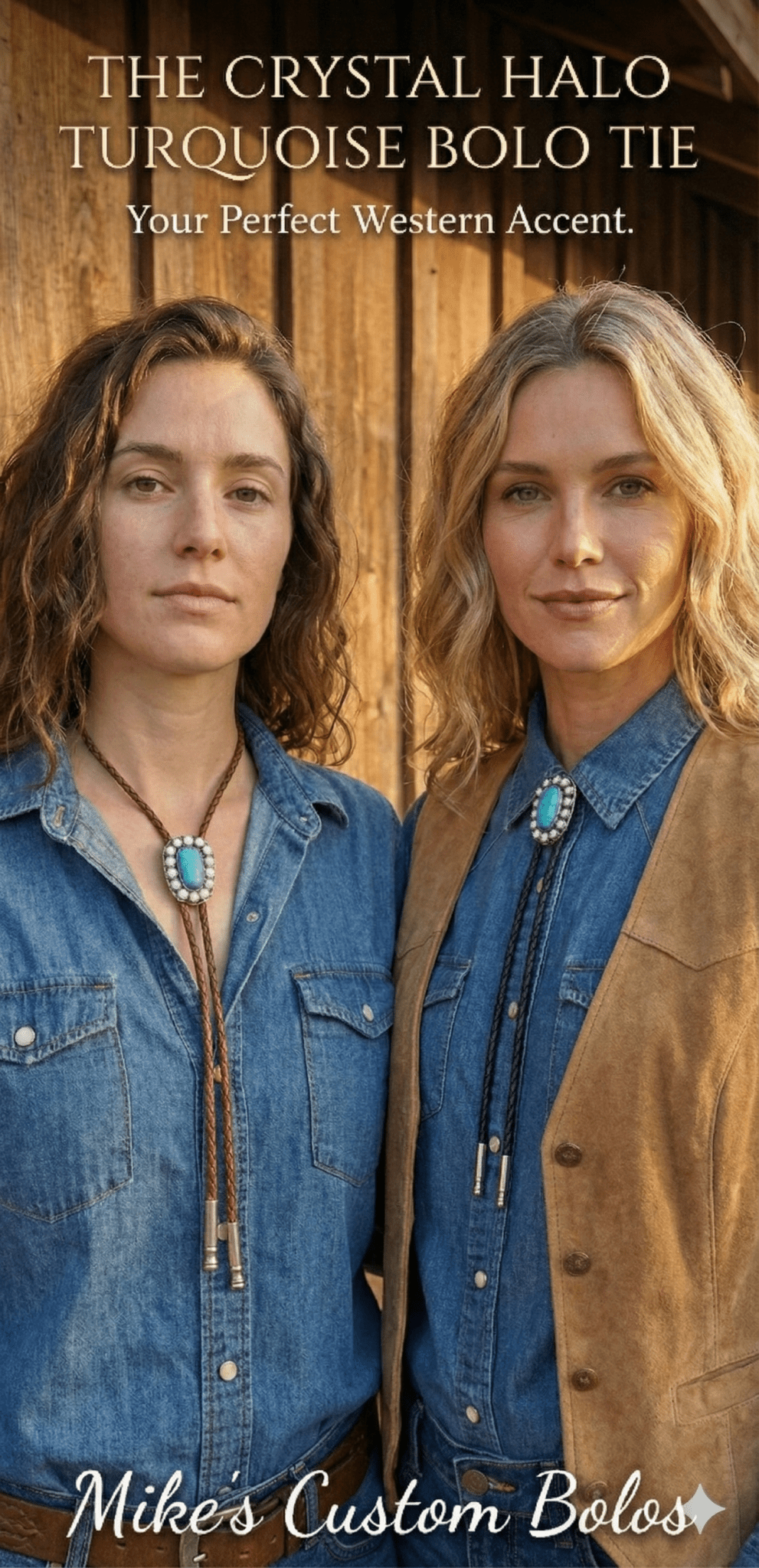 THE CRYSTAL HALO TURQUOISE BOLO TIE - MIKE'S CUSTOM BOLOS