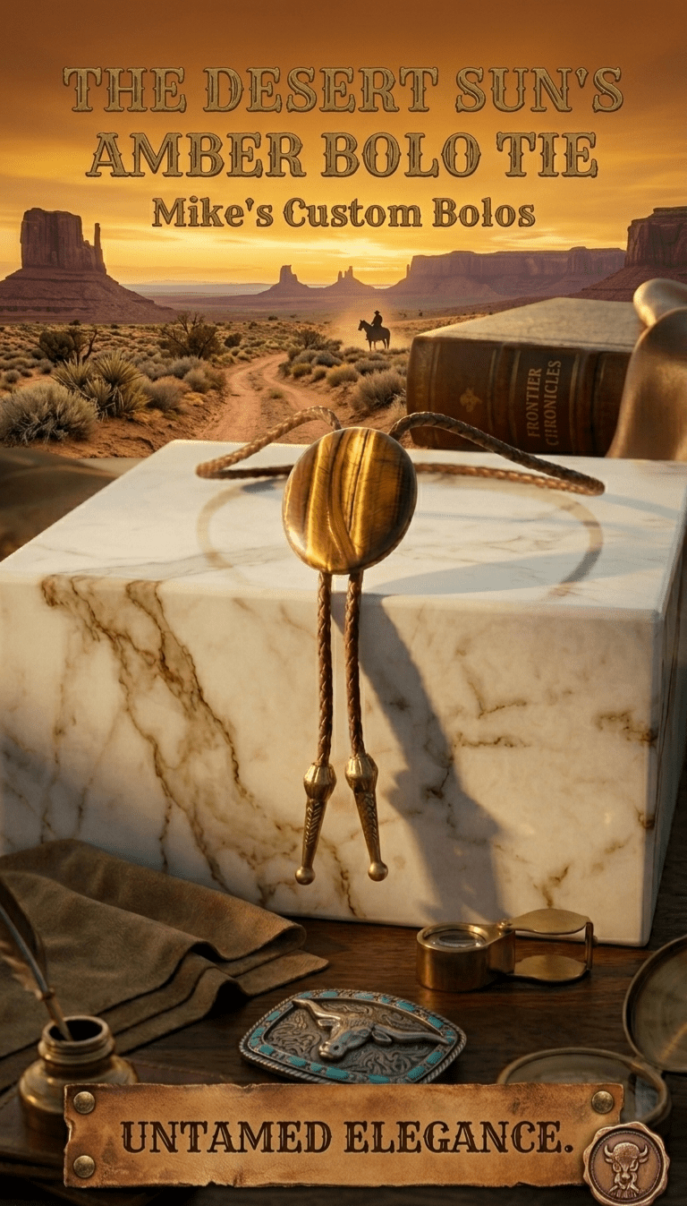 THE DESERT SUN'S AMBER BOLO TIE - MIKE'S CUSTOM BOLOS