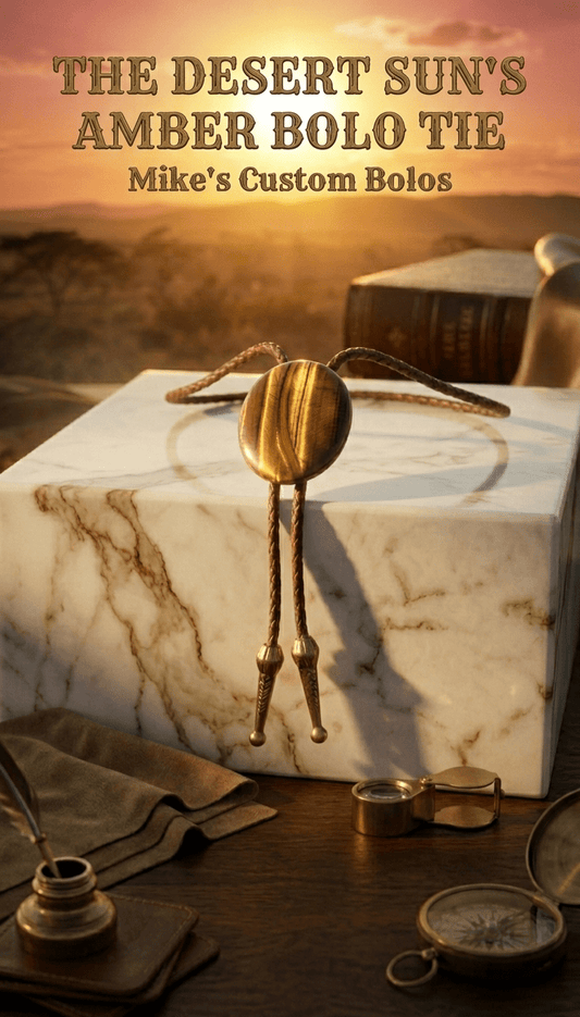 THE DESERT SUN'S AMBER BOLO TIE - MIKE'S CUSTOM BOLOS