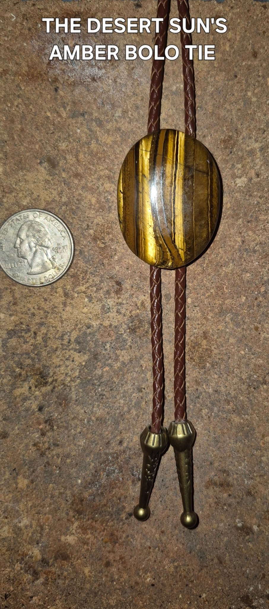 THE DESERT SUN'S AMBER BOLO TIE - MIKE'S CUSTOM BOLOS